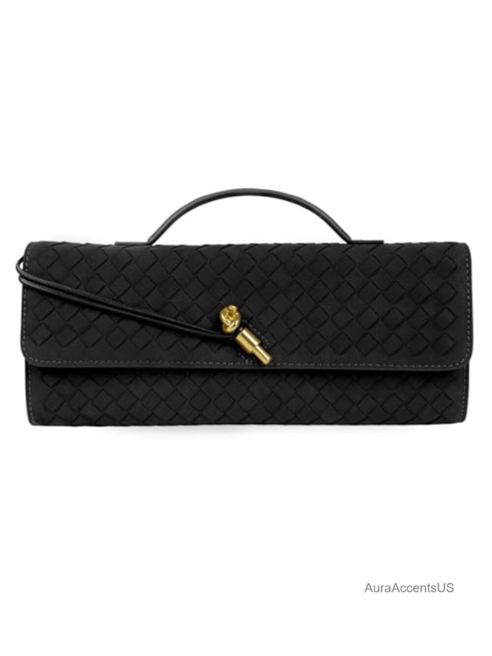 Handwoven Suede Clutch Evening Bag Crossbody Adjustable Strap